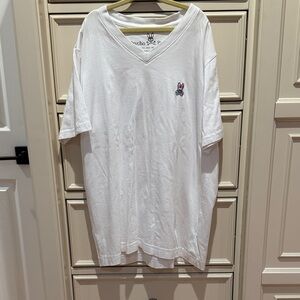 Boys SZ L Psycho Bunny White V-Neck Tee